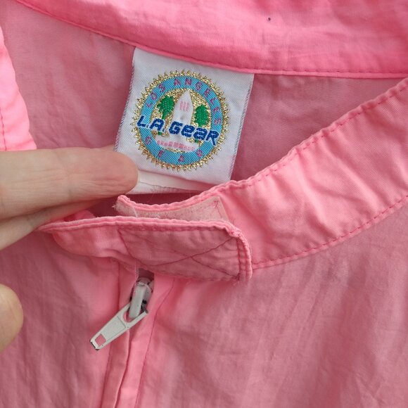 Vintage L.A. Gear Jacket Neon Pink Nylon Windbreaker Baggy Faded Made in U.S.A. - Picture 4 of 9